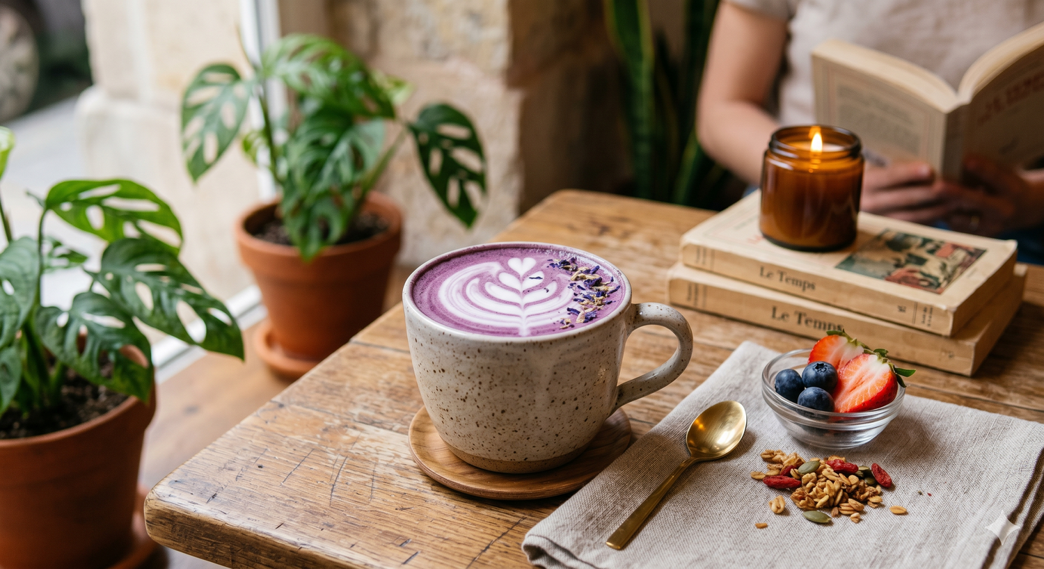 un acai latte dans un café